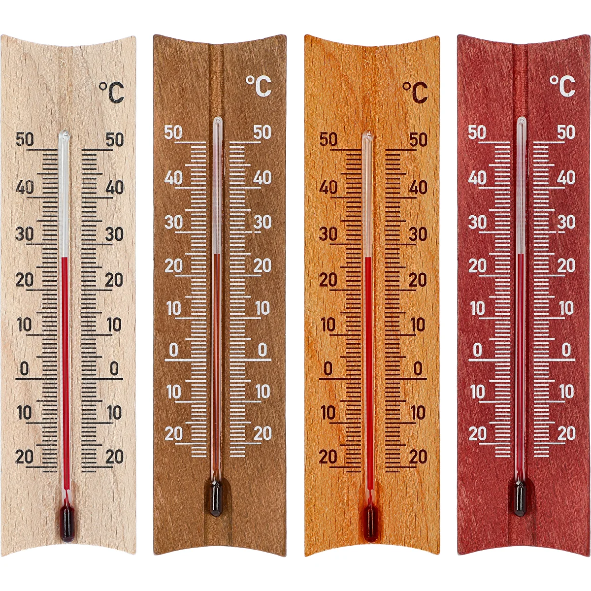 Termometro da interno in legno (-20 a +50°C), 15 cm, assortito