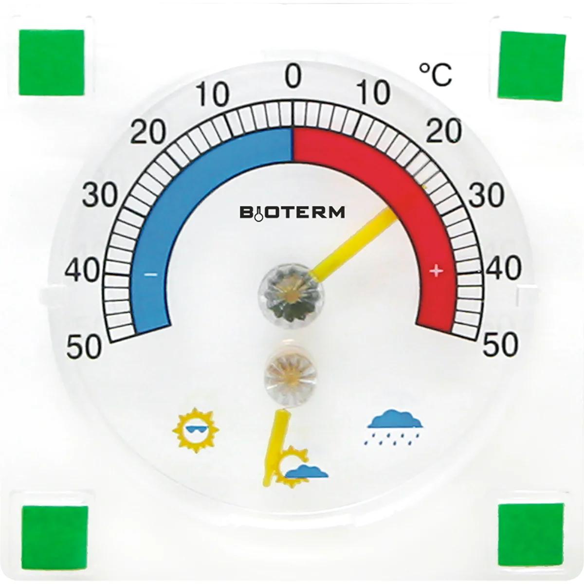 Termometro universale trasparente con igrometro, autoadesivo (da -50 °C a +50 °C)