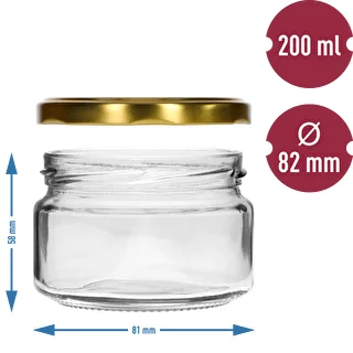 Barattolo basso 200 ml - con tappo dorato twist-off Ø 82/6, 6 pz. – photo 5