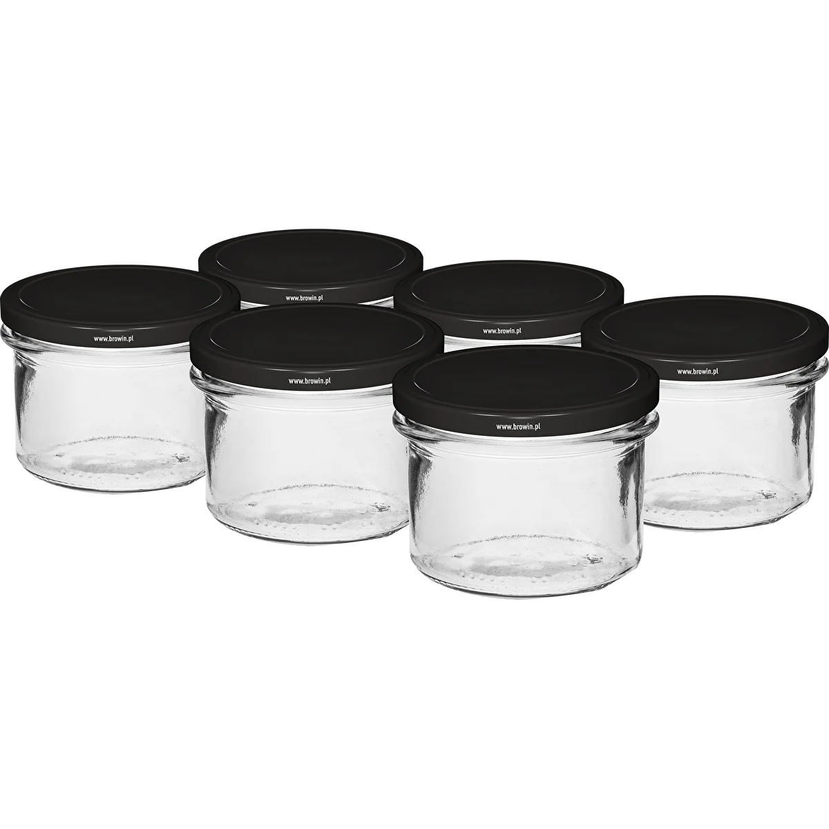 Barattolo cilindrico 235 ml (Ø82) con tappo nero, 6 pezzi