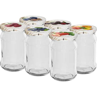 Vasetti 300 ml con tappo colorato Ø 66 - 6 pz.