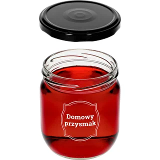 Vasetto TO 425 ml con stampa «Domowy przysmak» e capsula nera Ø82 - 3 pezzi – photo 5