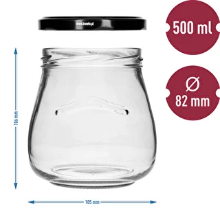 Barattolo twist-off 500 ml "Anfora capovolta" con tappo nero Ø 82/6, 6 pz. – photo 9