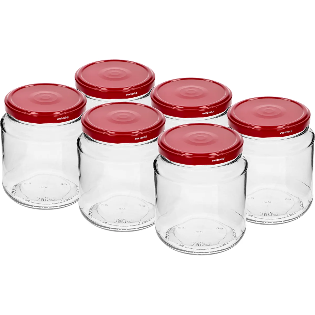 Barattolo twist-off "Grubasek" 580 ml con capsula bordeaux fi82/6, 6 pezzi
