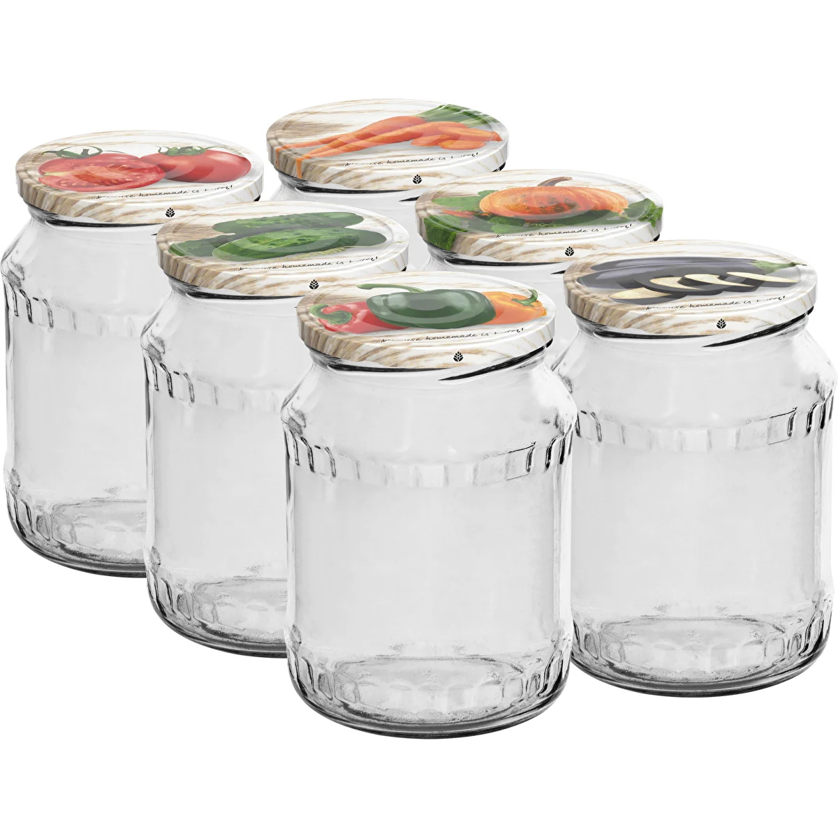 Vasetti TO 720 ml con tappo colorato Ø 82/6 - 6 pezzi