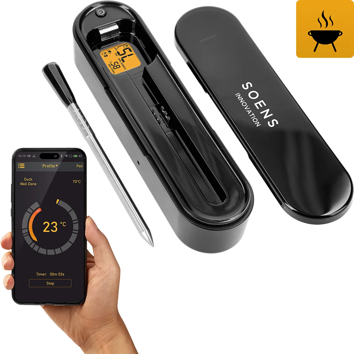 Termometro da cucina con sonda senza fili Bluetooth
