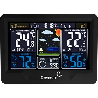 Stazione meteo RCC, DCF – elettronica, retroilluminata, senza fili, con sensore, nera – photo 3