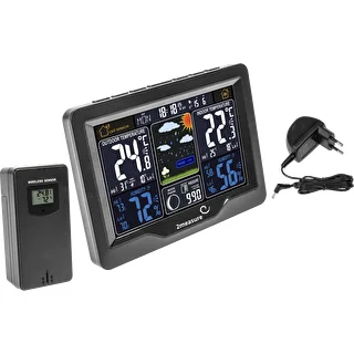 Stazione meteo RCC, DCF – elettronica, retroilluminata, senza fili, con sensore, nera