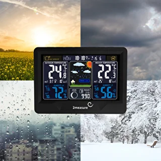 Stazione meteo RCC, DCF – elettronica, retroilluminata, senza fili, con sensore, nera – photo 19