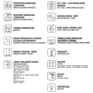 Stazione meteo RCC – elettronica, retroilluminata, wireless, con sensore, nera – photo 10