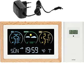 Stazione meteo (RCC, DCF) - elettronica, senza fili, retroilluminata, con sensore, bianca
