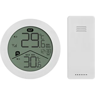 Termometro elettronico Soens - con sensore esterno, rotondo, bianco