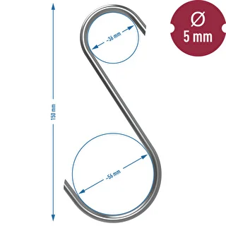 Ganci per affumicatura - a S, taglio a 45°, 5 mm x 150 mm, 5 pezzi – photo 7