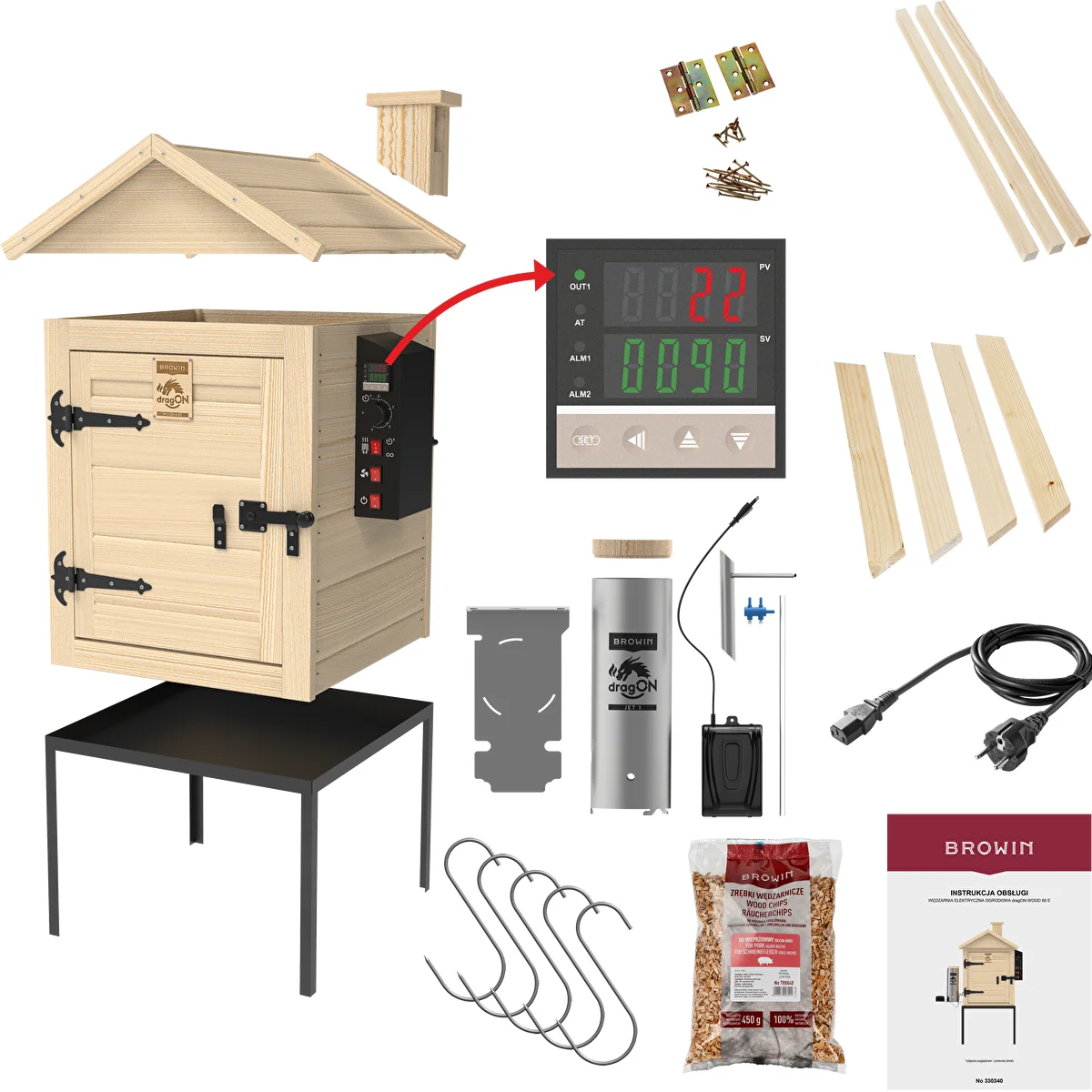 Affumicatoio 115 L dragON Wood 60E in legno, con modulo riscaldante elettrico e centralina di controllo