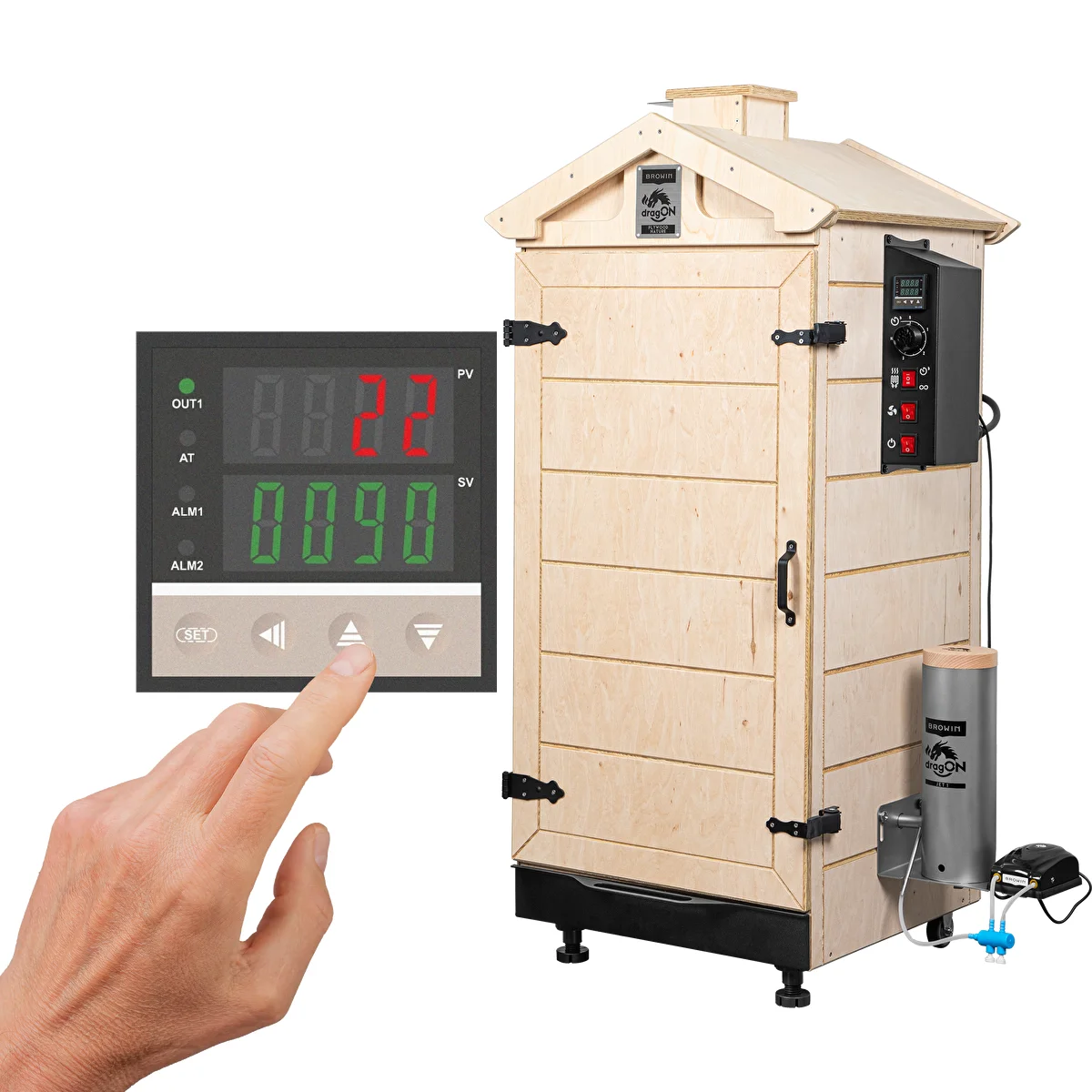Affumicatore senza telaio dragON PLYWOOD NATURE con controller digitale, 200 L