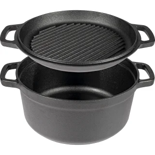 Pentola in ghisa con padella, 5 L + 1 L