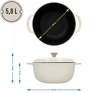 Pentola in ghisa smaltata - écru, 5,8 L – photo 4