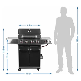 Barbecue a gas dragON BBQ101, 11,7 kW, nero e argento – photo 10