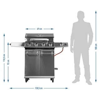 Barbecue a gas dragON BBQ201, 18,8 kW, argento – photo 12