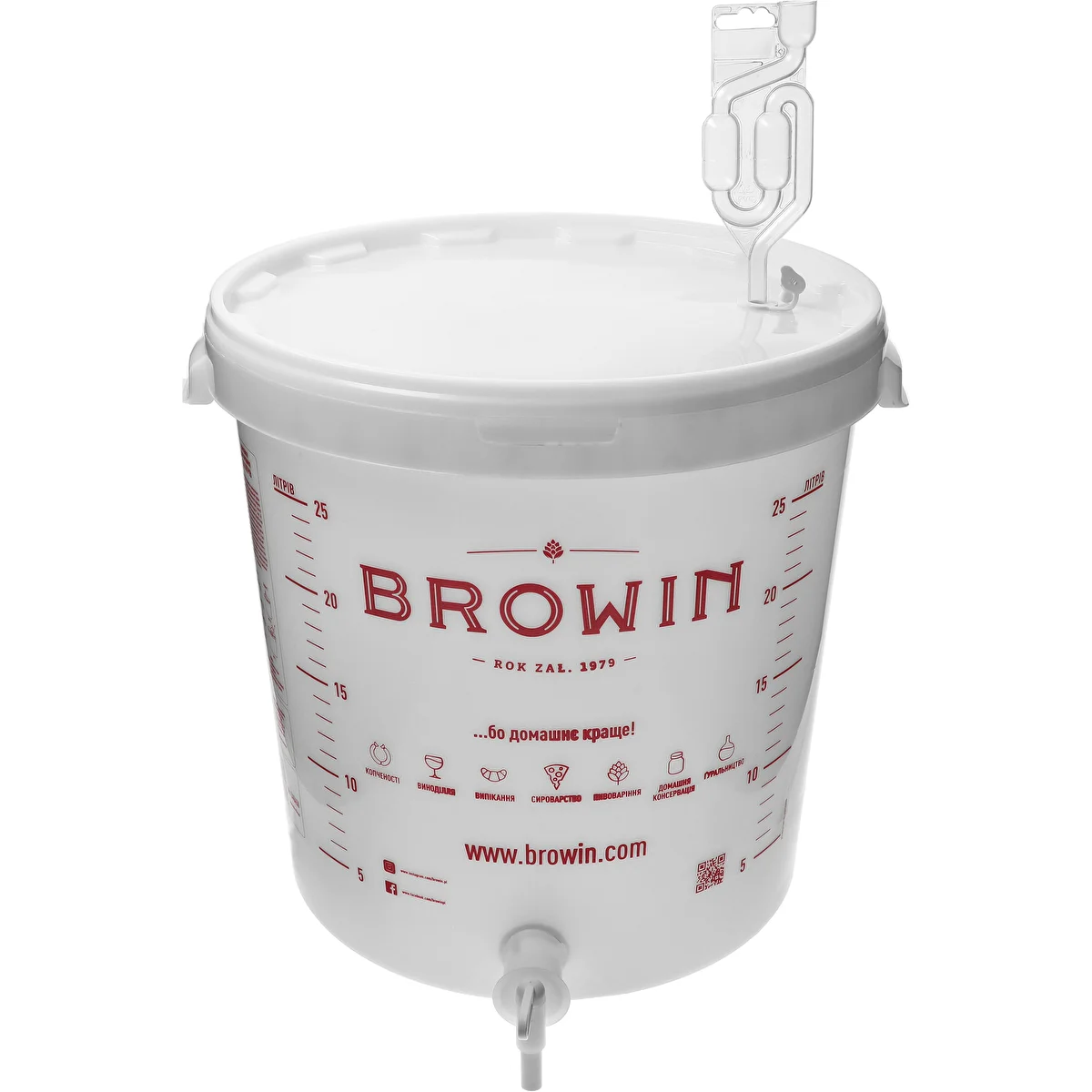 Fermentatore 30 L con coperchio, rubinetto e gorgogliatore (UA)