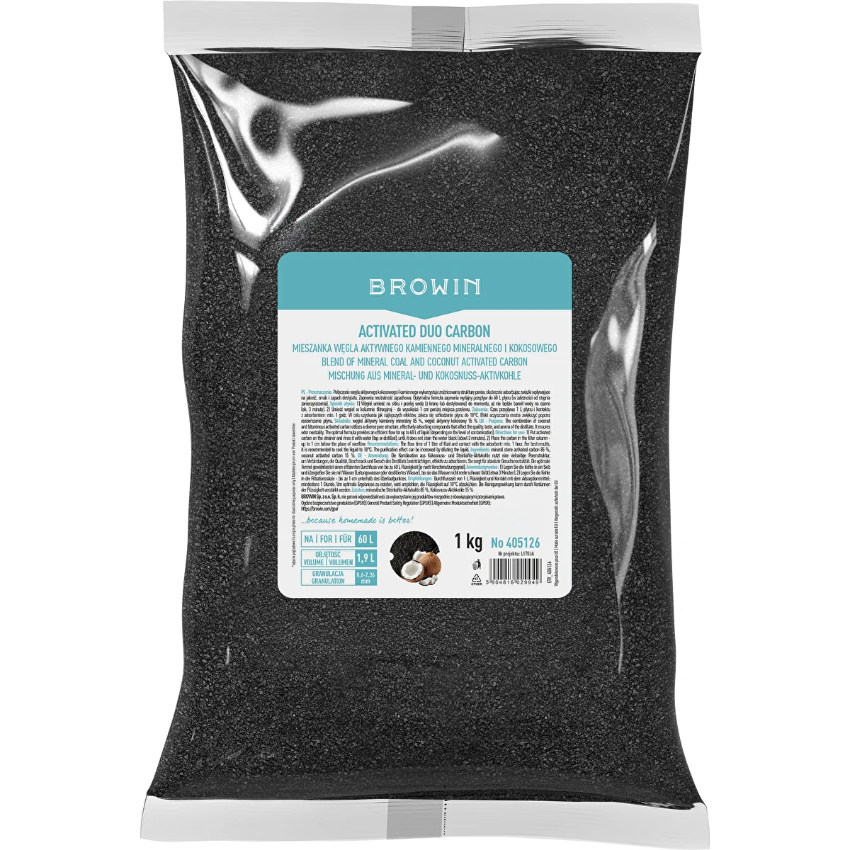 Activated Duo Carbon - miscela di carbone attivo minerale e di cocco, 1 kg, per 60 L