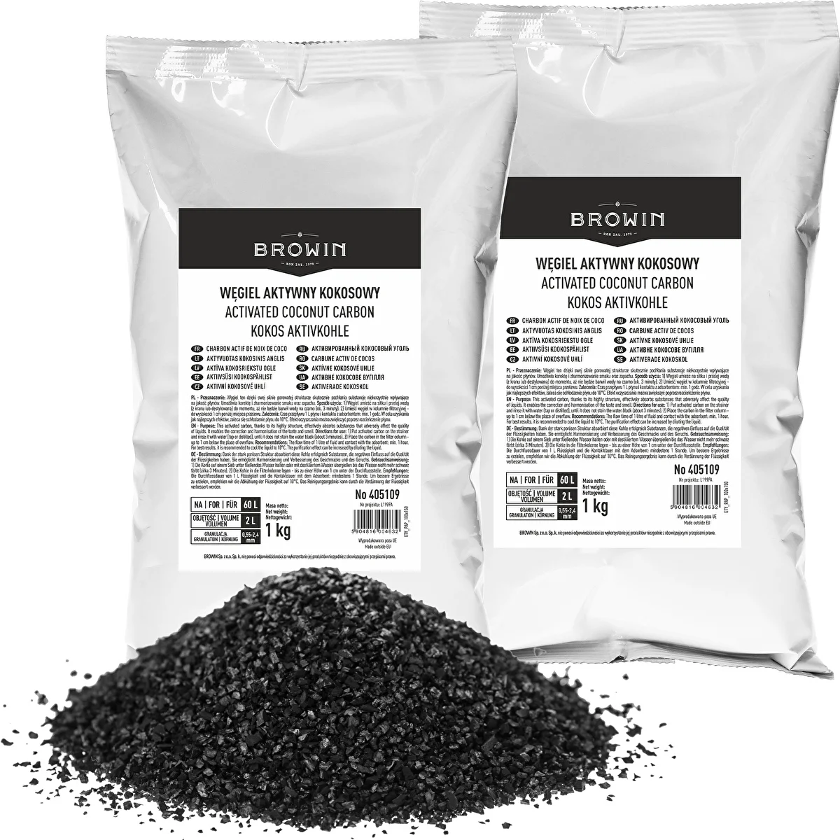 Carbone attivo di cocco 1 kg x 2 - confezione