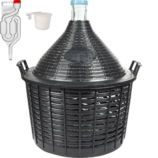 Kit enologico base: damigiana in vetro 25 L, in cestello di plastica, con tappo e gorgogliatore
