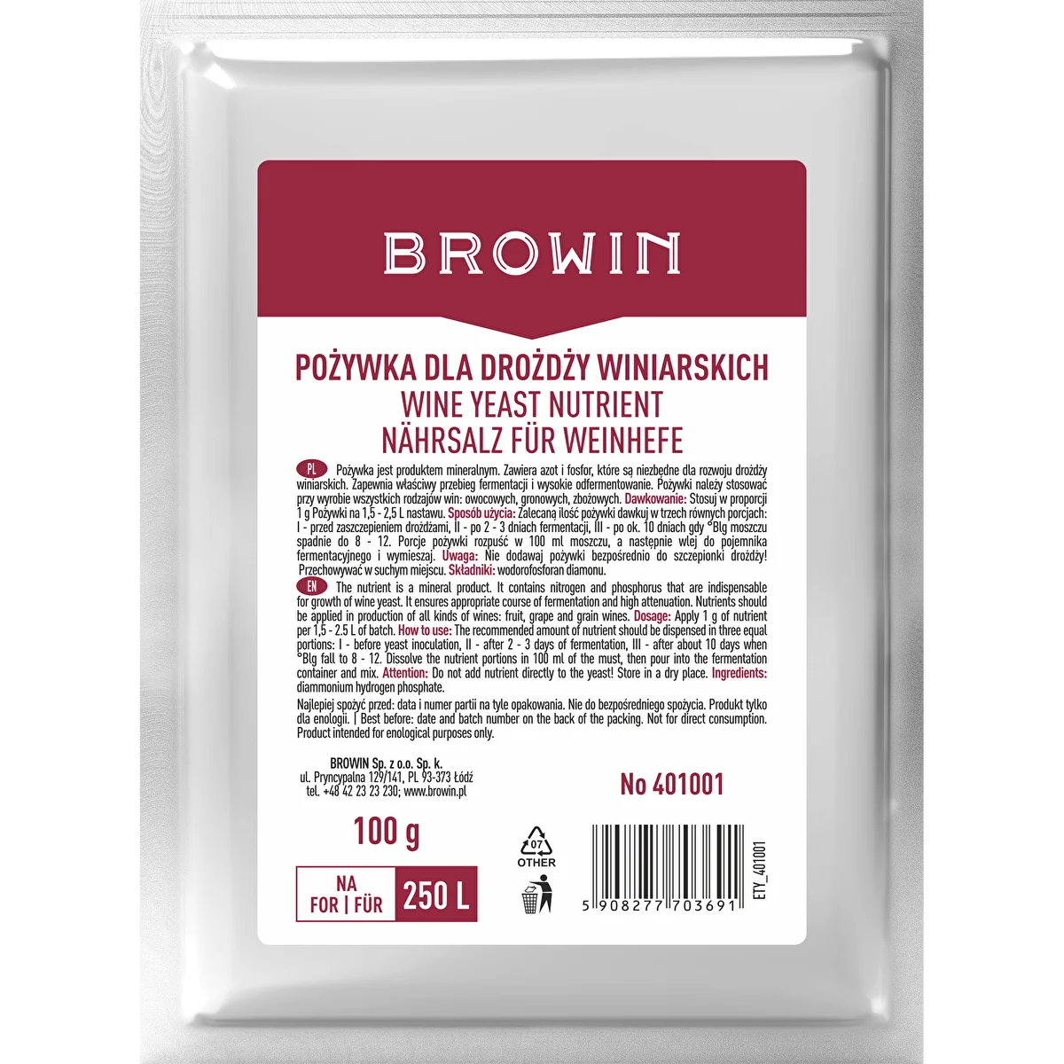 Nutriente per lieviti enologici, 100 g