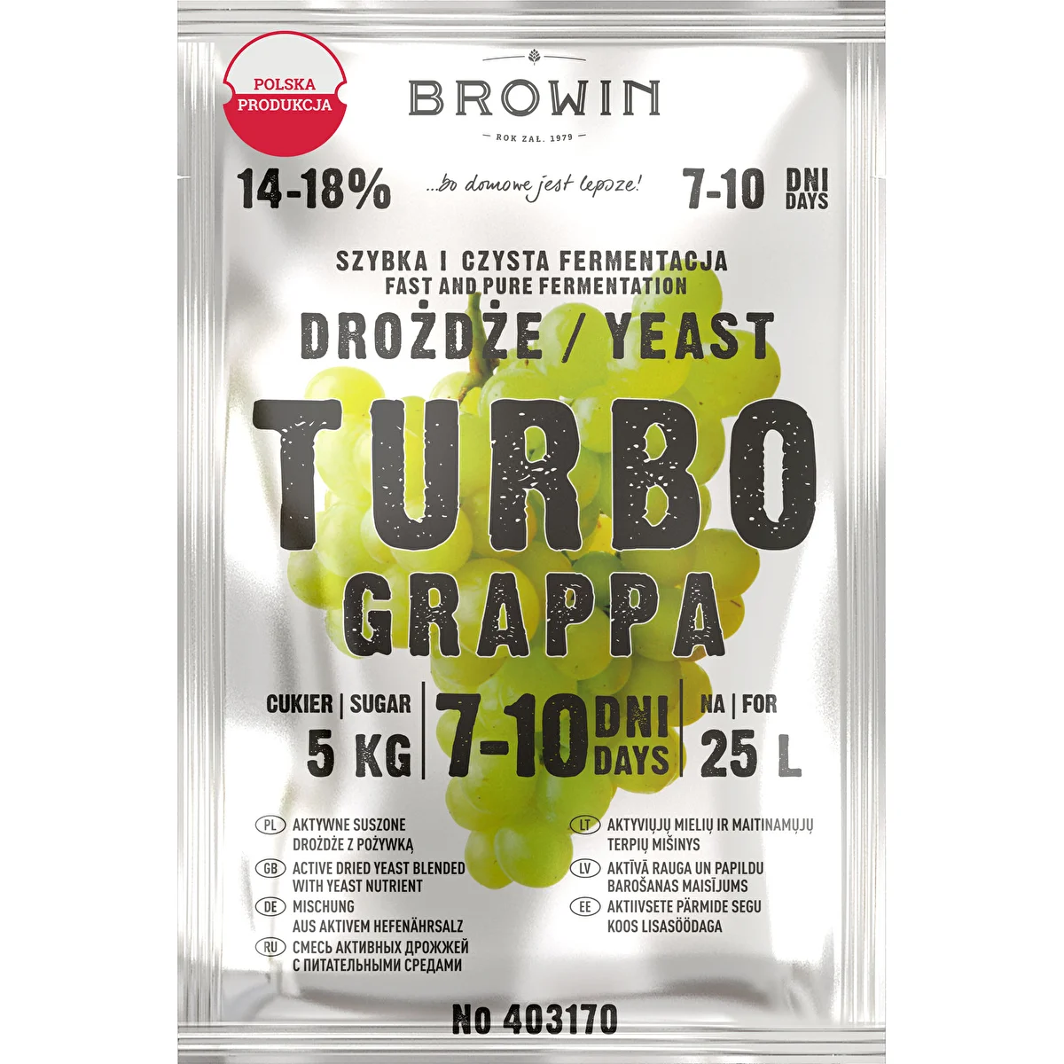 Lievito per distillazione Turbo Grappa 7-10 giorni