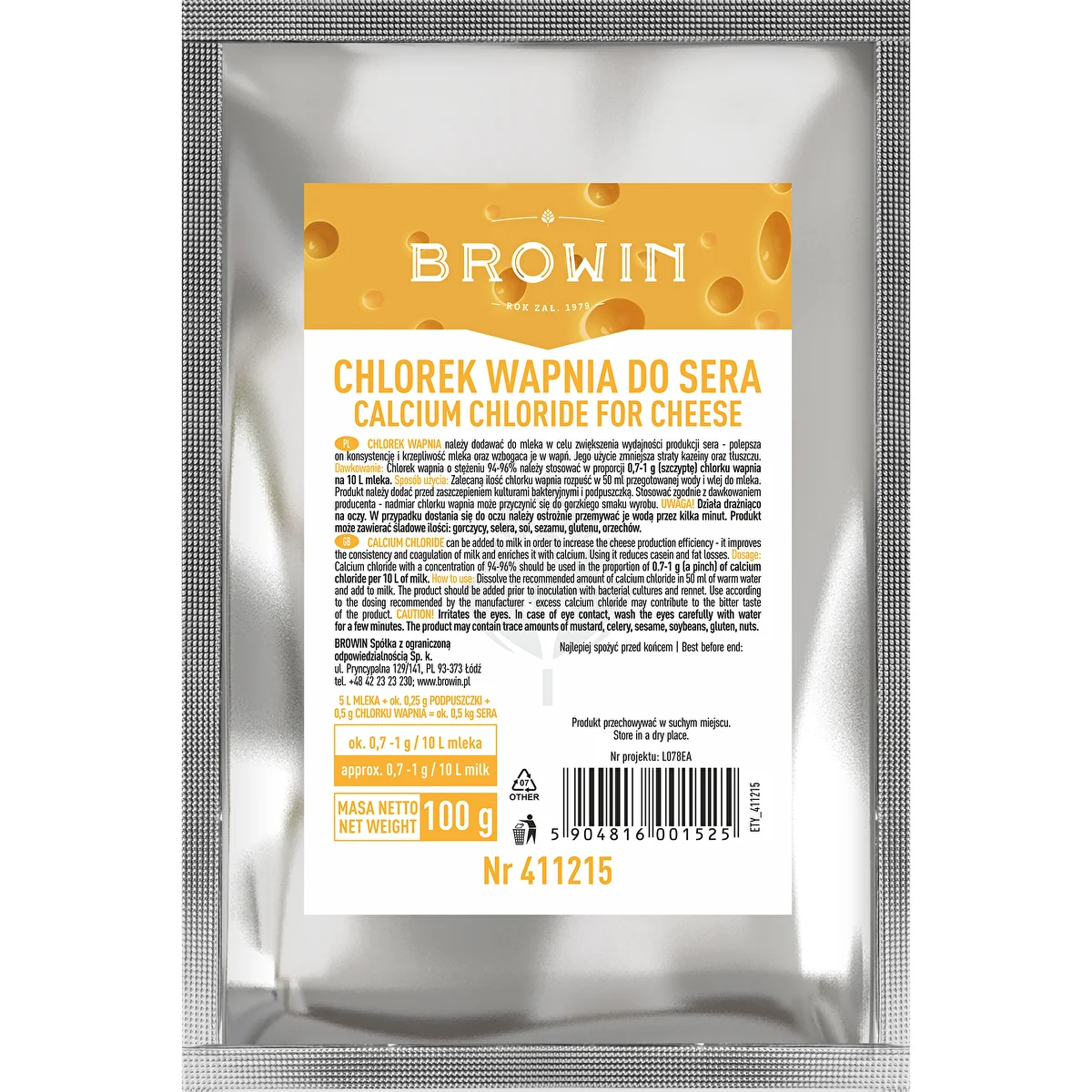 Cloruro di calcio per formaggi - 100 g