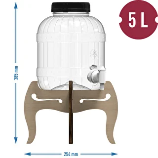 Barattolo infrangibile 5 L con rubinetto e supporto in legno reversibile a due altezze – photo 12