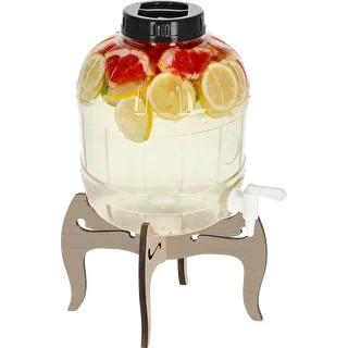 Barattolo infrangibile 8L con rubinetto e supporto in legno reversibile