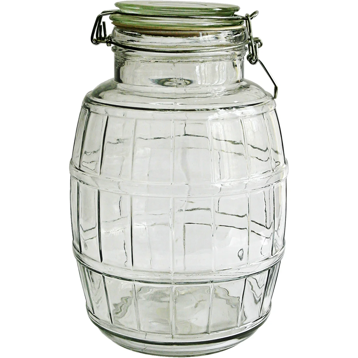 Vaso in vetro 2,1 L a botte con chiusura a clip
