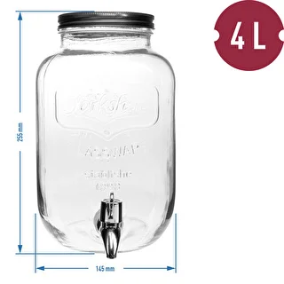 Dispenser per limonata con rubinetto - in vetro, 4 L – photo 5