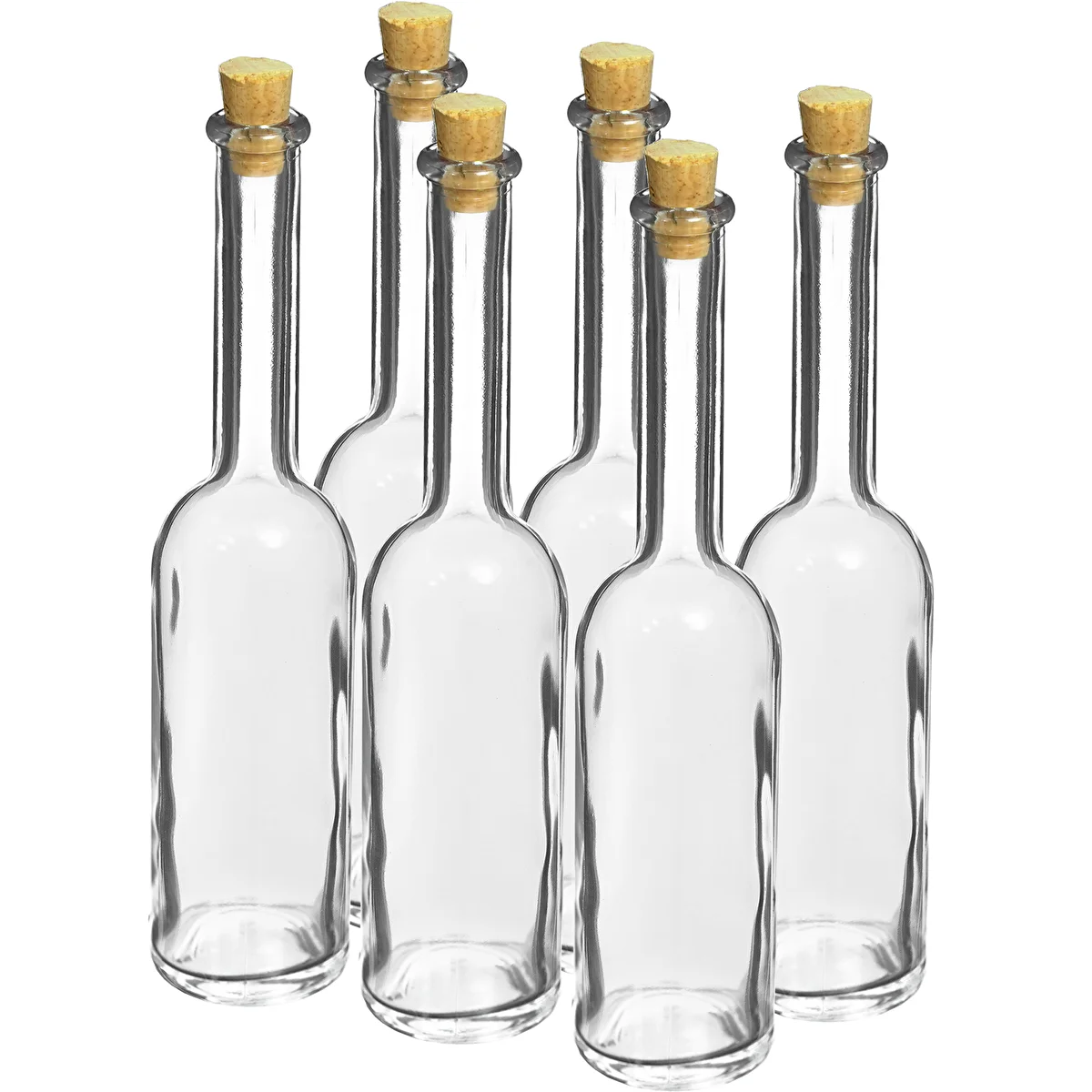 Set di 6 bottiglie per liquori 100 ml + 6 tappi in sughero