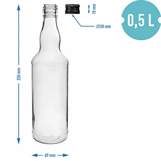 Bottiglia 500 ml per vodka, con tappo nero a vite, 6 pz. – photo 5