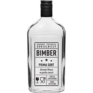 Bottiglia a fiaschetta 500 ml con tappo a vite, stampa “Bimber PRL”, 1 pz.