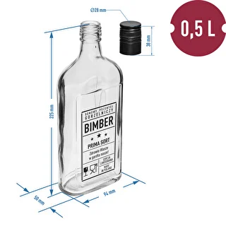 Bottiglia a fiaschetta 500 ml con tappo a vite, stampa “Bimber PRL”, 1 pz. – photo 5