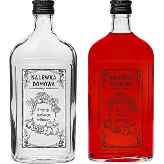 Bottiglia tipo fiaschetta 500 ml con tappo a vite, stampa "Nalewka domowa", 1 pz.