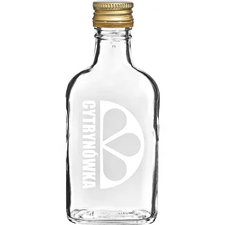 Bottiglia tipo fiaschetta 200 ml con tappo a vite e stampa "Cytrynówka" – design 2
