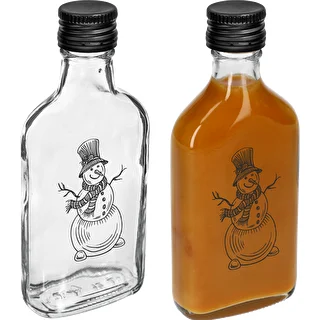 Bottiglia tipo fiaschetta 200 ml con tappo a vite, stampa «Pupazzo di Neve», 1 pz. – photo 3