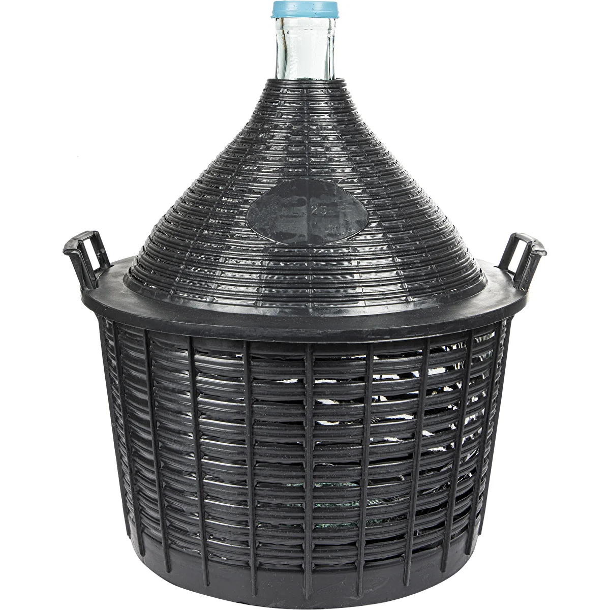Damigiana per vino 25 L con cestello in plastica