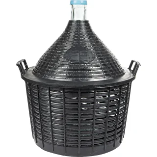 Damigiana per vino 25 L con cestello in plastica