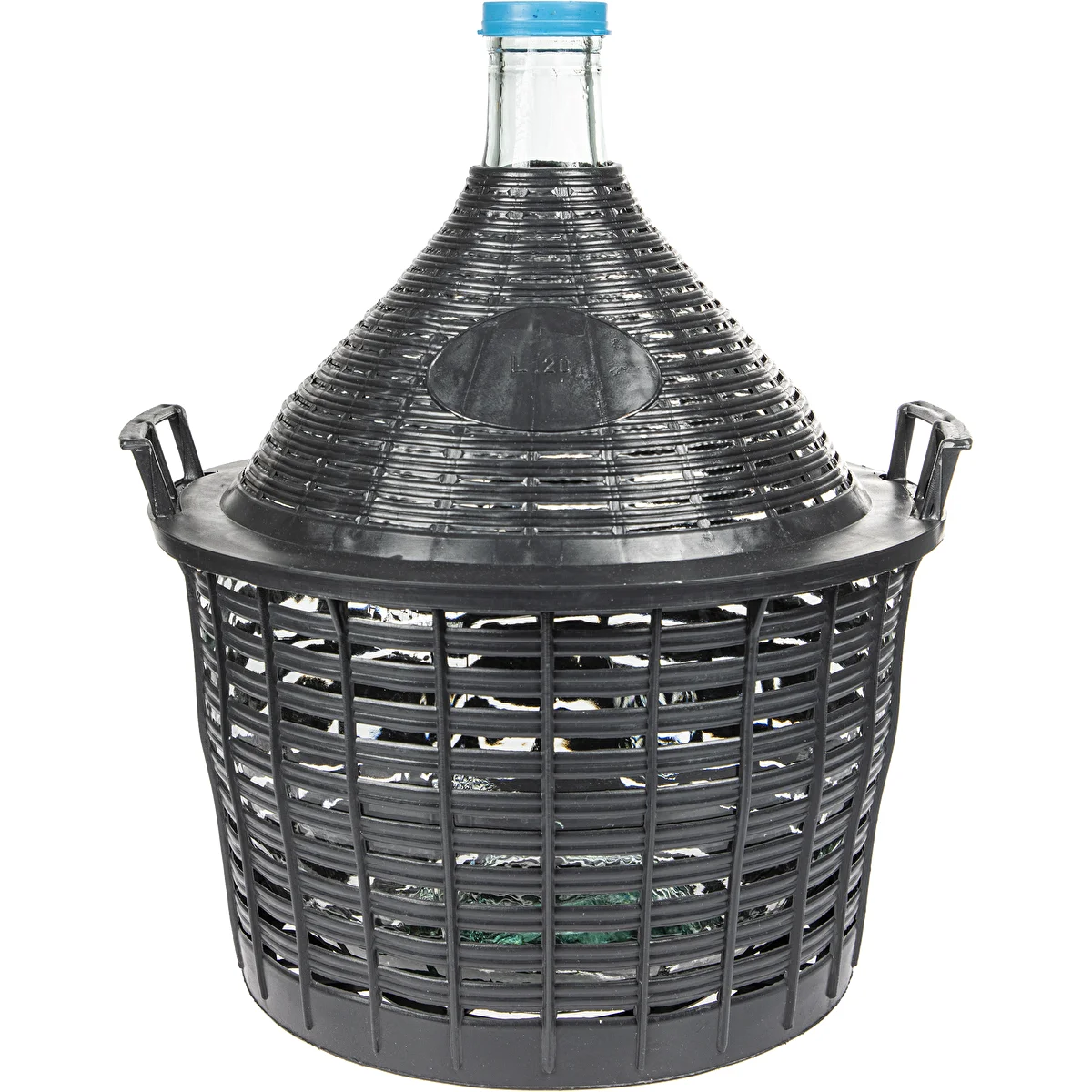 Damigiana in vetro da 20 L con cestello in plastica