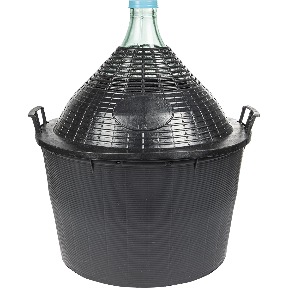 Damigiana da 34 L con cestello in plastica