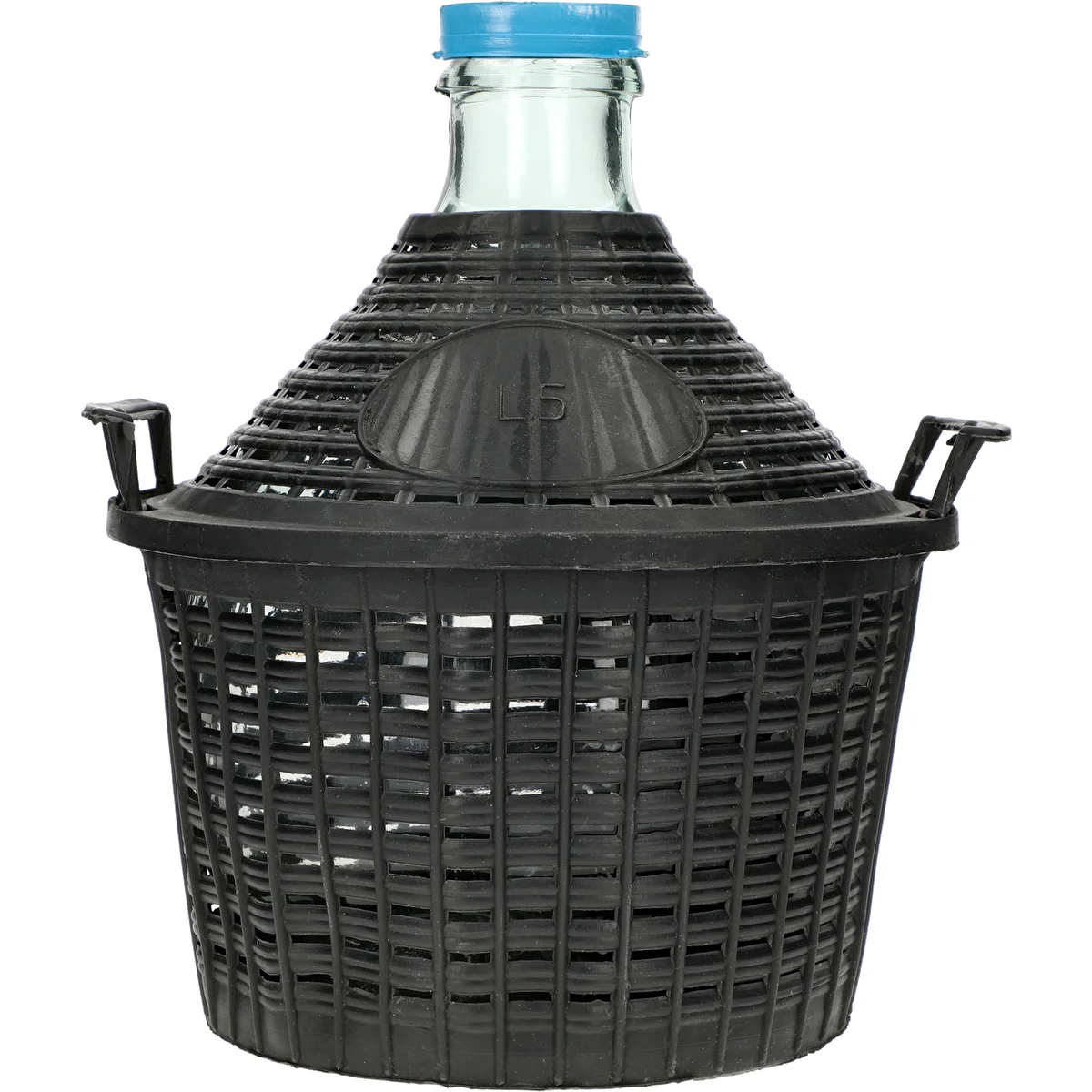 Damigiana per vino 5 L con cestello in plastica