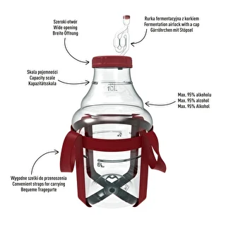 Damigiana per vino leggera, infrangibile, con cinghie di trasporto, 10 L – photo 4