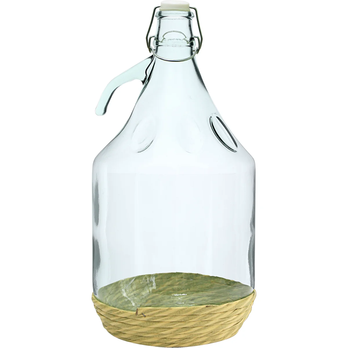 Damigiana Dama 5L con rivestimento in vimini, chiusura a filo metallico