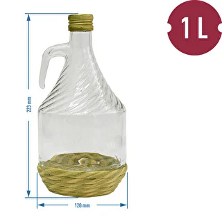 Damigiana Dama 1 L con rivestimento in vimini e tappo a vite – photo 2