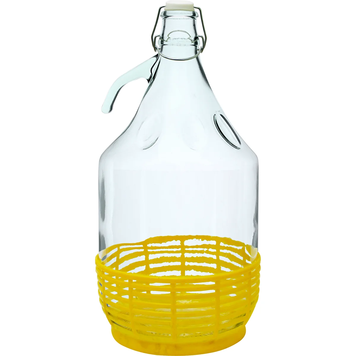 Damigiana Dama 5 L - cestello in plastica, chiusura meccanica a filo